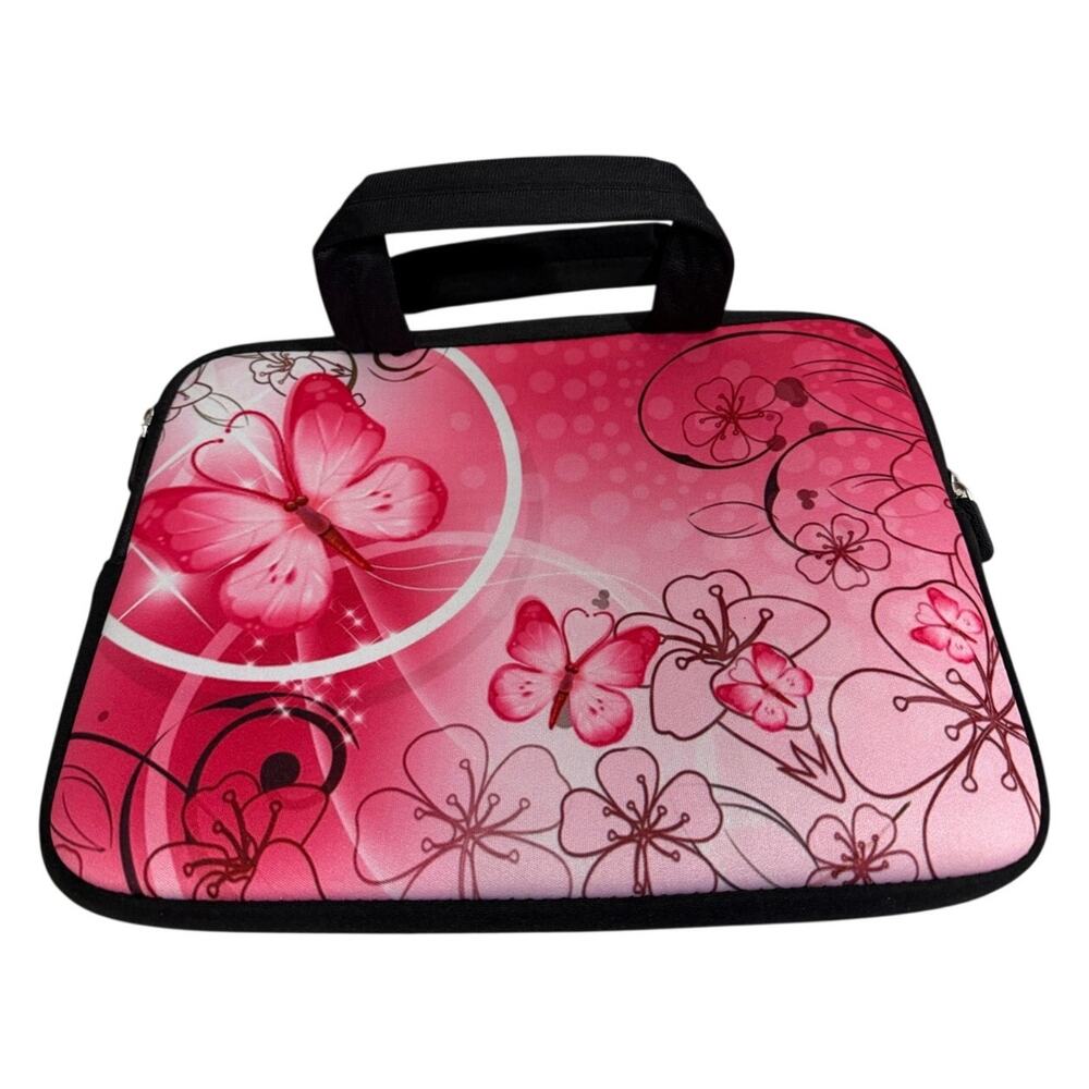 iColor Laptop Sleeve with Handles Pink Cherry Blossom Butterfly Tablet Case Bag
